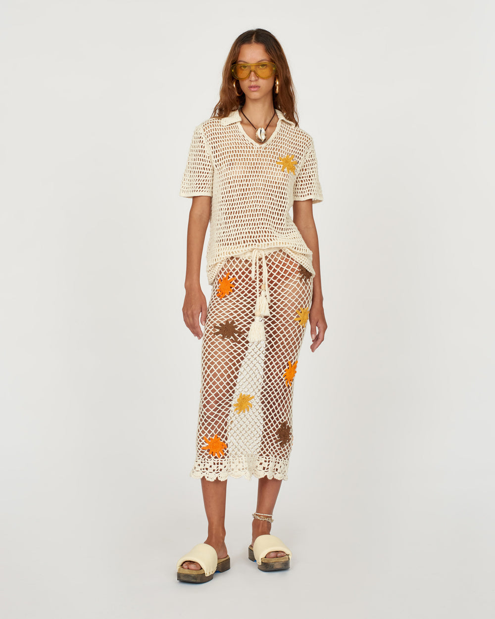 (eliuu)Luminous Foil Knit Skirt