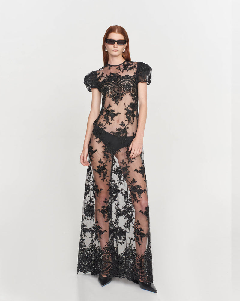 Fiola Beaded Lace Gown