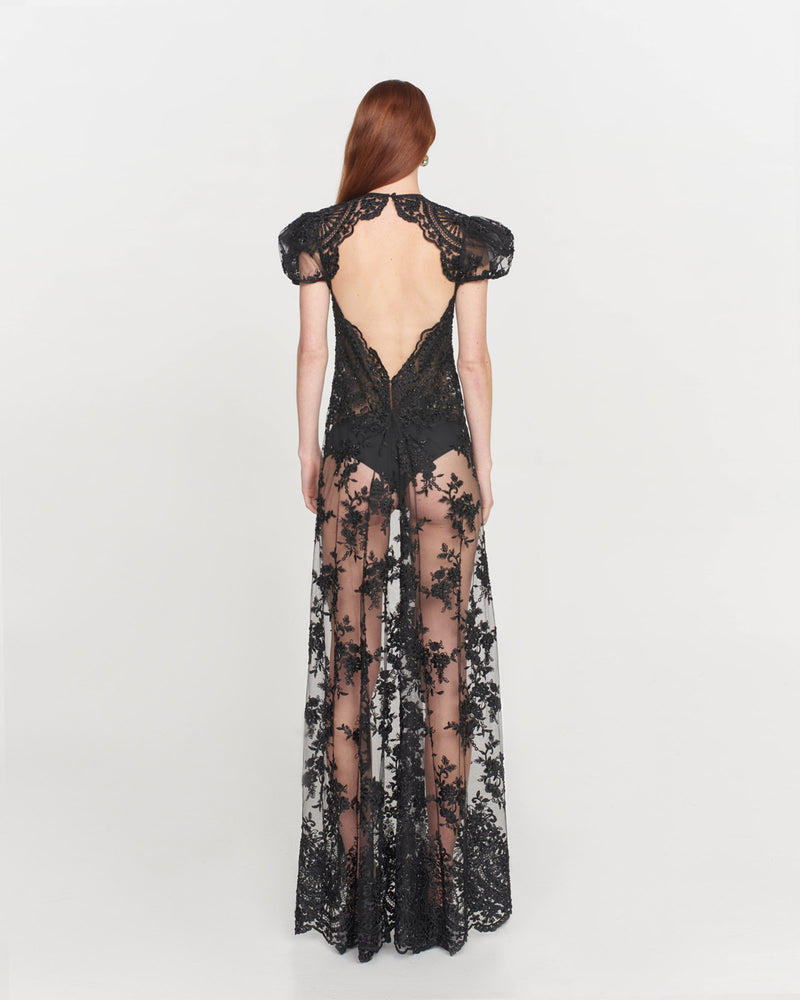 Fiola Beaded Lace Gown