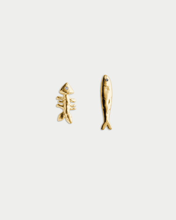 Sardine and Fishbone  Earrings